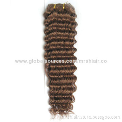24-inch Color 10# Medium Brown Water Wavy Brazilian Remy Hair Weaving